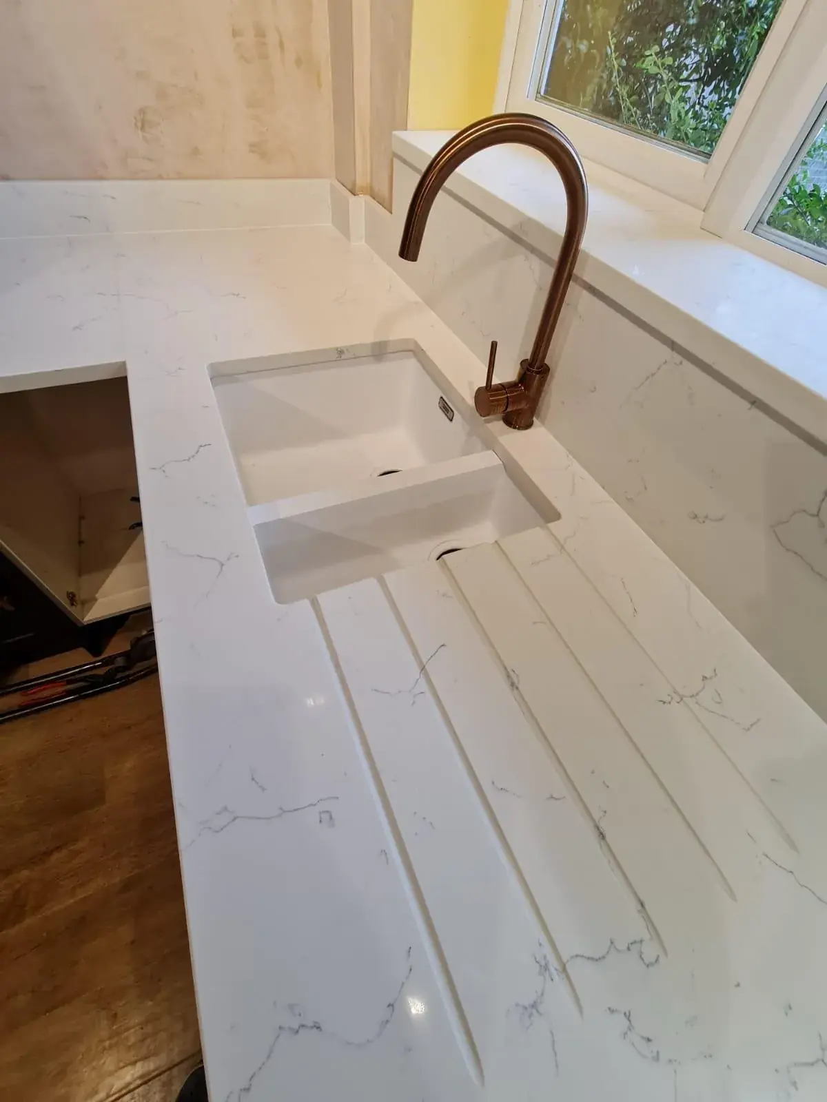 Luxury kitchen sink fixtures and marble countertops