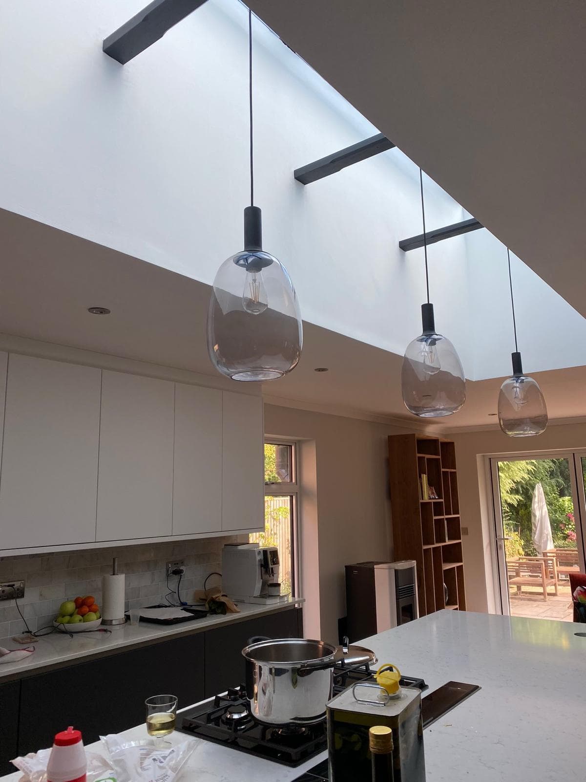 Extension with completed roof and guttering